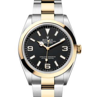 Meilleures répliques de montres UK Rolex Explorer 36 Oystersteel et or jaune M124273-0001