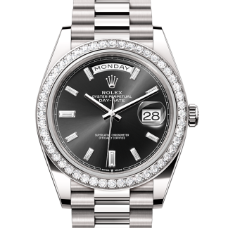 luxe à la mode Rolex Day-Date 40 or blanc et diamants M228349RBR-0003